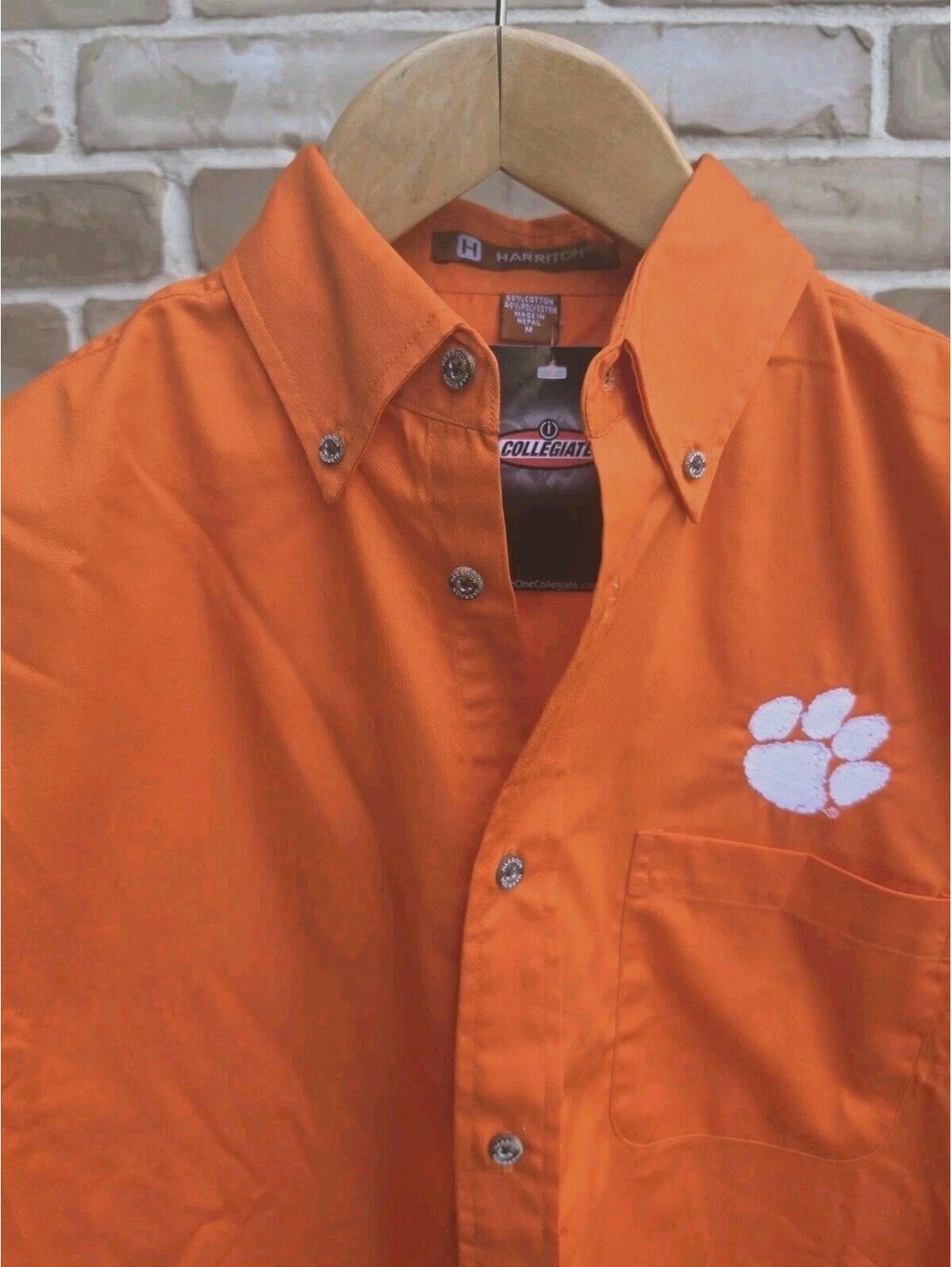 Clemson Tigers Harritton Shirt Mens M Orange NWT Embroidered Paw NCAA